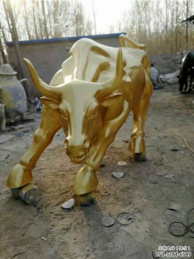 抽象華爾街牛雕塑 店門口彩繪雕塑 步行街?jǐn)[件