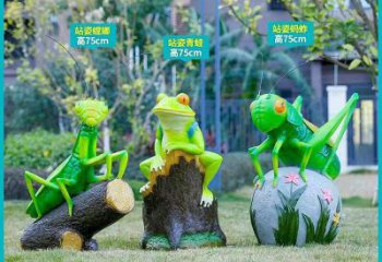 小區蝗蟲雕塑，拉絲仿真雕塑，抽象效果