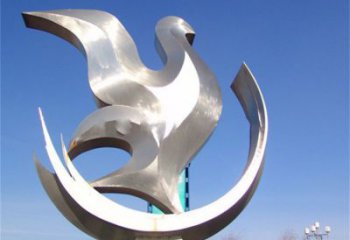 小區(qū)鴿子雕塑，拉絲鳥類雕塑，抽象效果