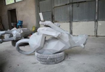小區(qū)獵豹雕塑，拉絲動物雕塑，抽象效果
