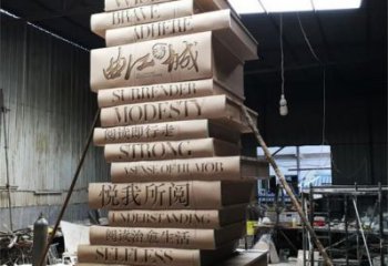 景區書籍雕塑，鍍金歐式雕塑，鐵藝材質