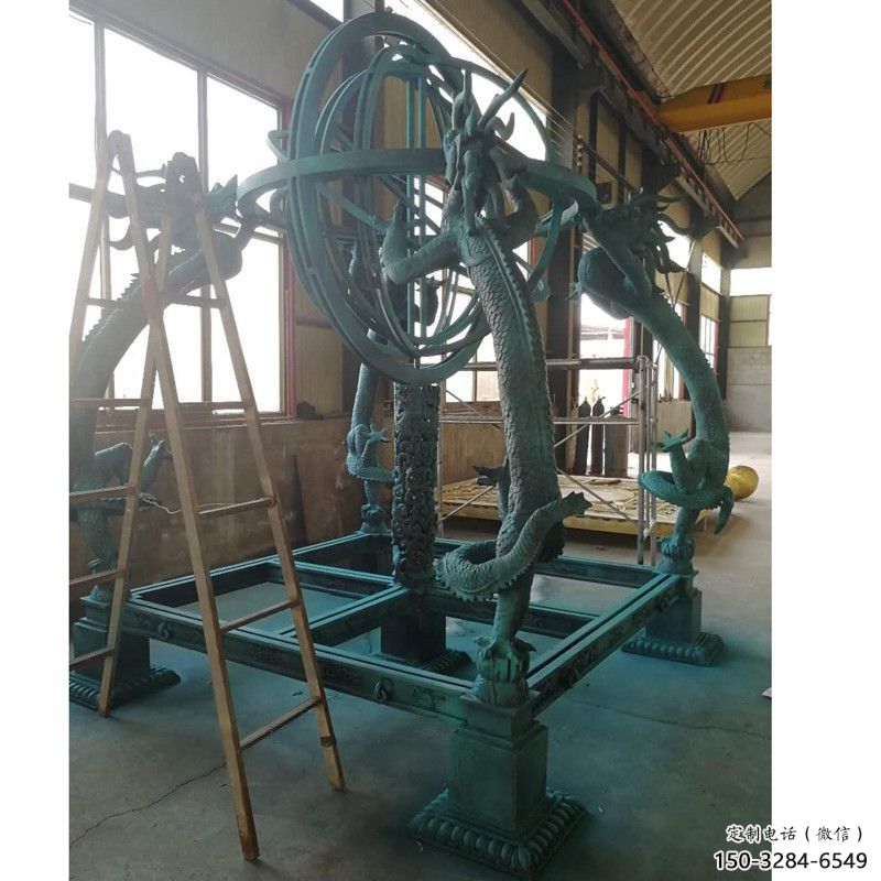 步行街渾天儀雕塑，鍛造景觀雕塑，噴漆方式