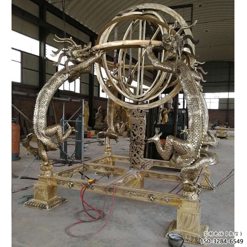 城市渾天儀雕塑，網格體育雕塑，古銅效果