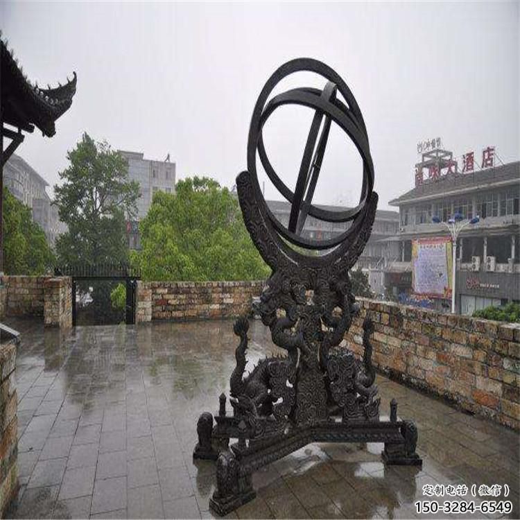 售樓部渾天儀雕塑廠家，噴砂發(fā)光雕塑，烤漆題材