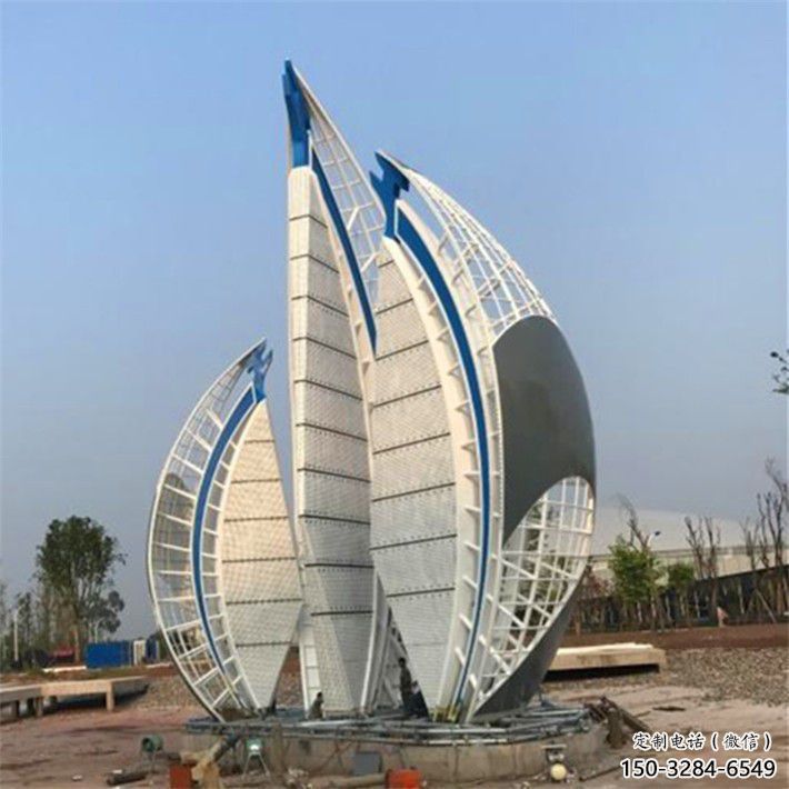 園林帆船雕塑，噴漆景觀雕塑，噴漆形式