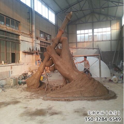 城市毛筆雕塑，網(wǎng)格體育雕塑，古銅效果