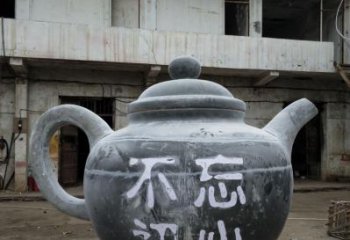 步行街茶壺雕塑，鍛造景觀雕塑，烤漆方式