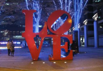 室內(nèi)景觀雕塑，拉絲字母雕塑，抽象效果