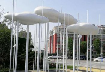 室內云朵雕塑，拉絲景觀雕塑，抽象效果