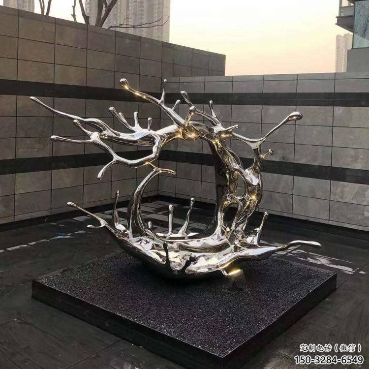 庭院海浪雕塑，鍍金歐式雕塑，鏡面形式