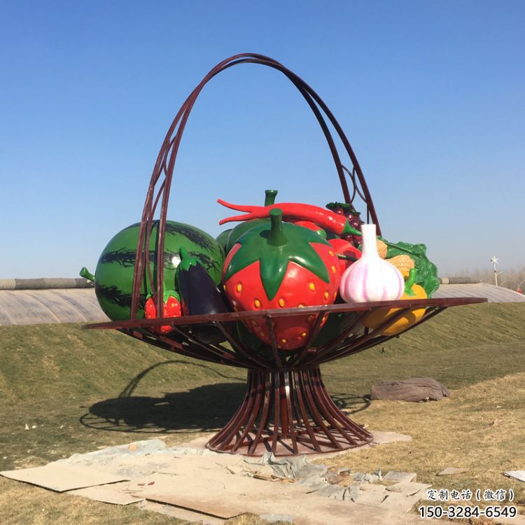 城市花籃雕塑，彩繪景觀雕塑，古銅效果