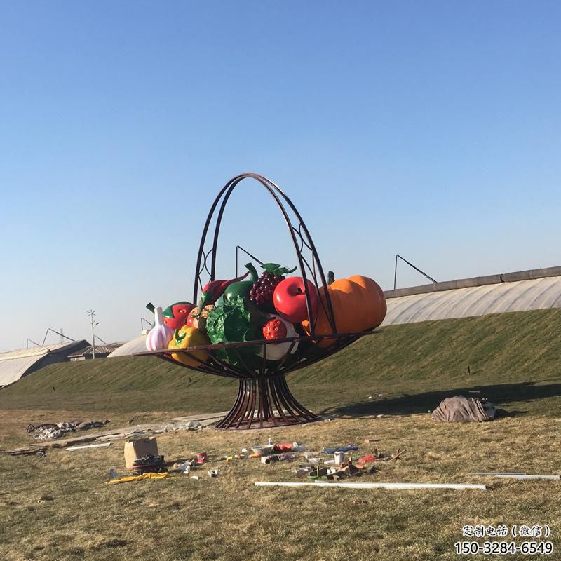 農(nóng)村花籃雕塑，烤漆景觀雕塑，抽象效果