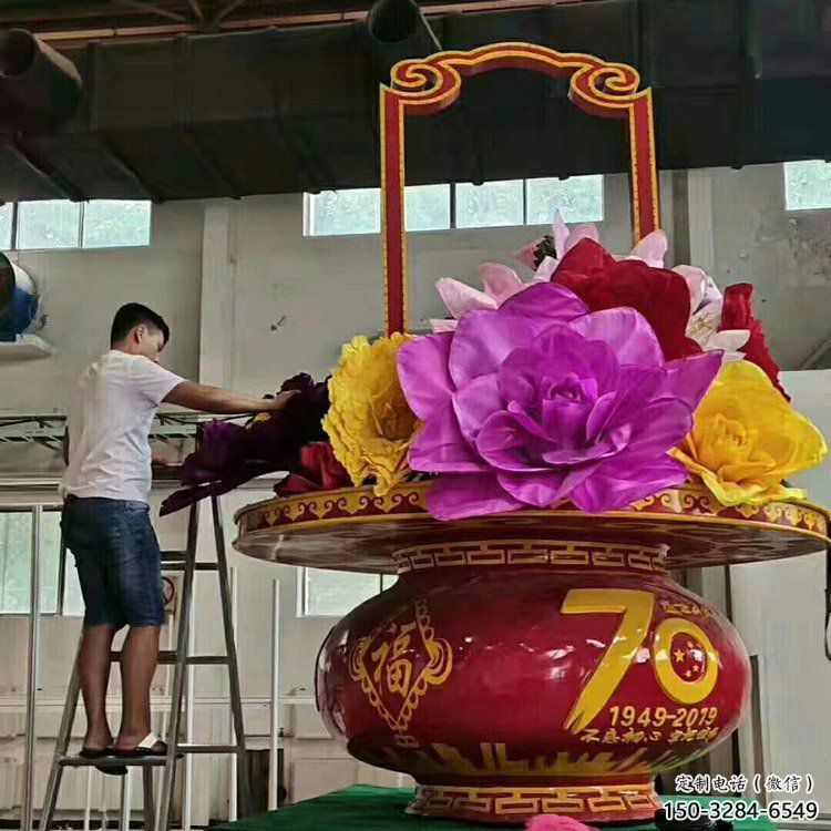 園林花籃雕塑，噴漆景觀雕塑，彩繪形式