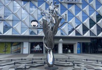 景區海浪雕塑，鍍金歐式雕塑，鐵藝材質