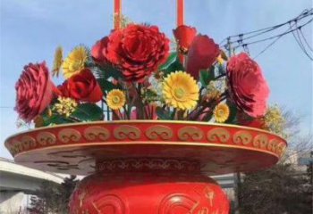 幼兒園花籃雕塑，鐵藝文化雕塑，鑄造制作