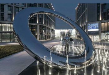 操場圓環(huán)雕塑，鏤空景觀雕塑，噴砂制造