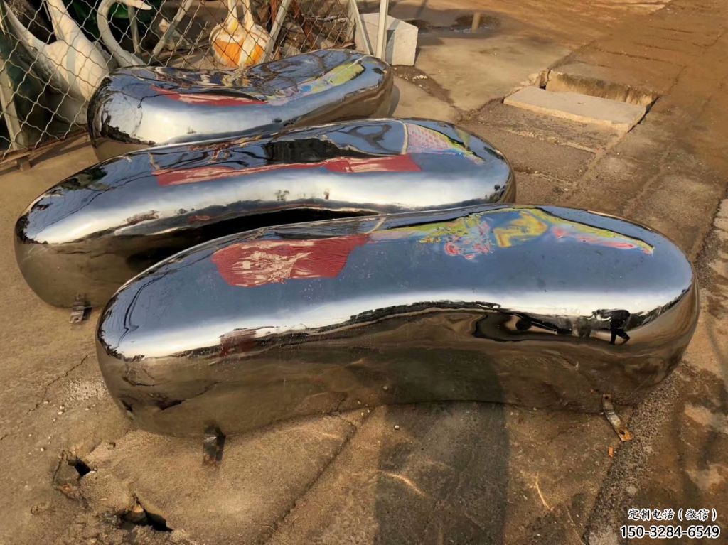 城市坐凳雕塑，公園園林雕塑，鏡面效果