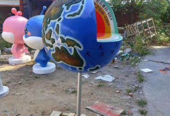 大型地球雕塑 歐式步行街擺件 彩繪雕塑