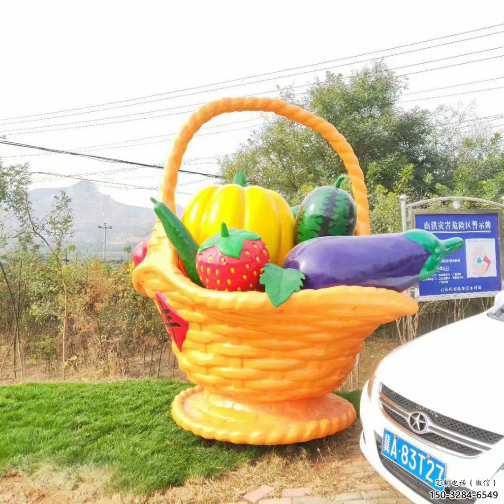 住宅小區(qū)果籃雕塑 啞光景觀擺件 公園雕塑