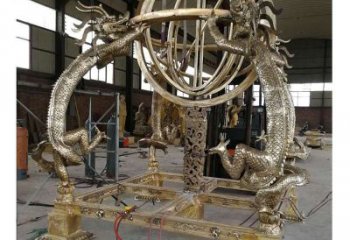 城市地動儀雕塑，網(wǎng)格體育雕塑，古銅效果