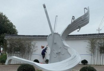 大型吉他雕塑 歐式步行街擺件 彩繪雕塑