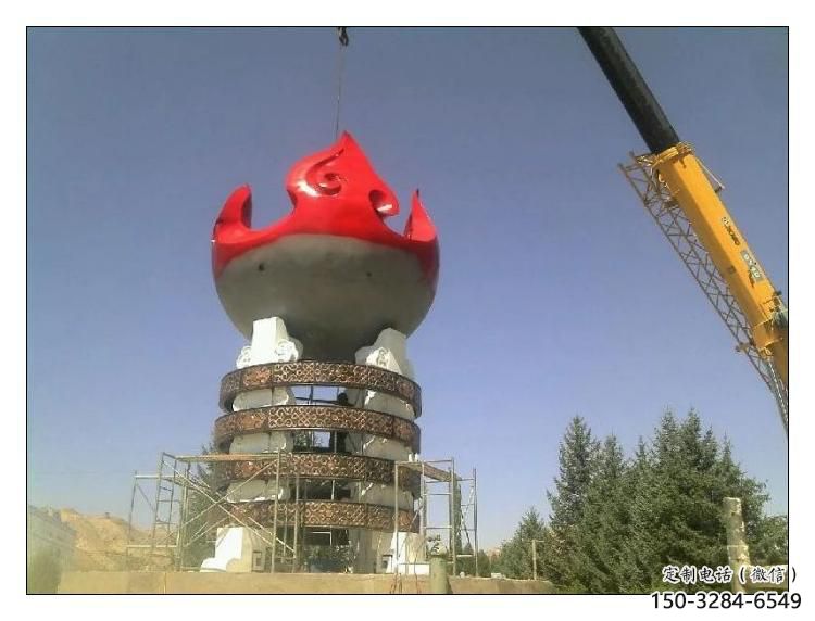 農村火炬雕塑 抽象藝術擺件 烤漆雕塑