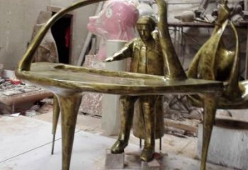 電鍍鋼琴雕塑 噴水園林?jǐn)[件 政府雕塑