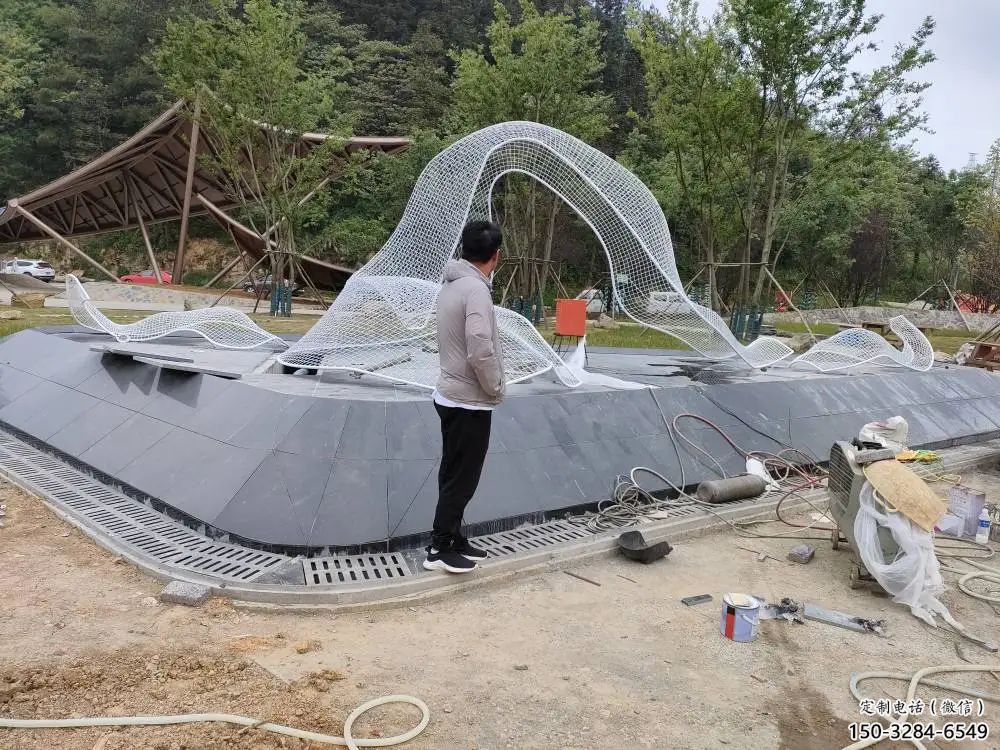 博物館飄帶雕塑 電鍍現代小品 公園雕塑