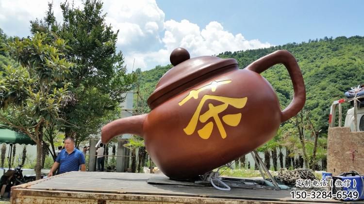 街頭酒壺雕塑 大型別墅區擺件 鋼管雕塑