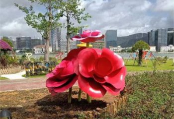 大門口玫瑰雕塑 發光公園花朵雕塑 仿真雕塑