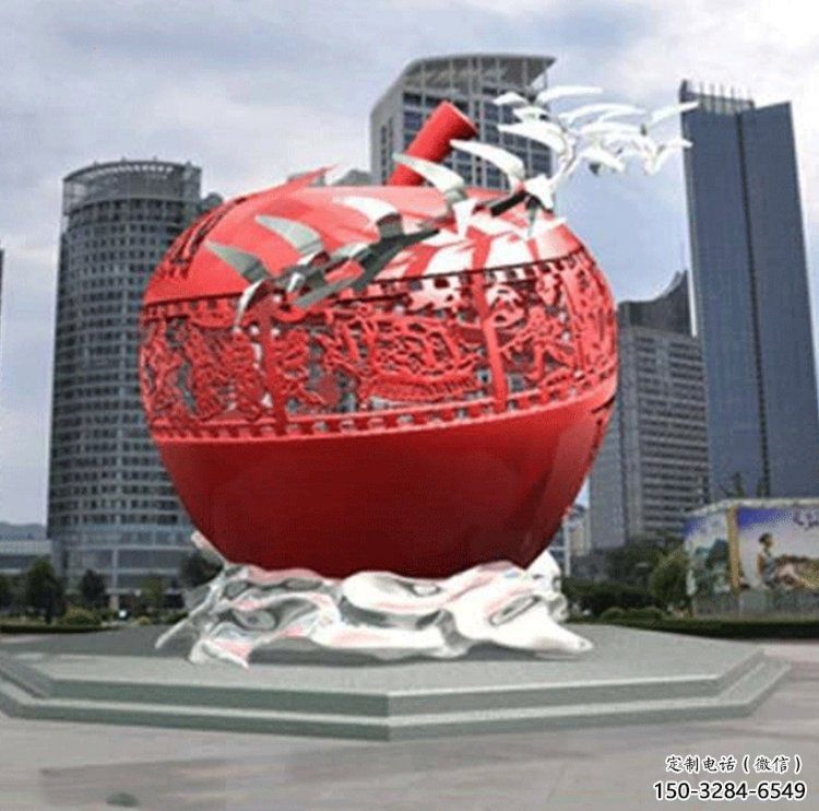 售樓處蘋(píng)果雕塑 商業(yè)街仿真雕塑 水果擺件