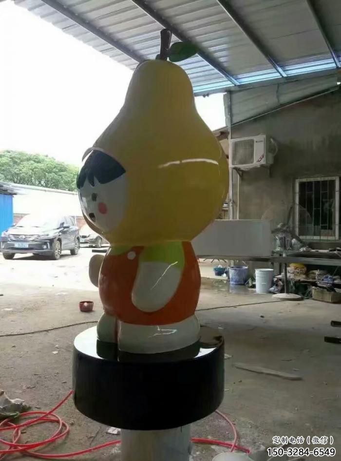 幾何雪梨雕塑 庭院仿真雕塑 彩繪擺件