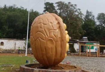 噴漆核桃雕塑 中式村口農作物雕塑 草地雕塑