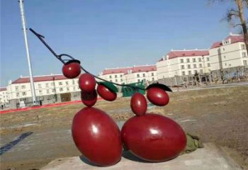 噴漆紅棗雕塑 中式村口水果雕塑 草地雕塑