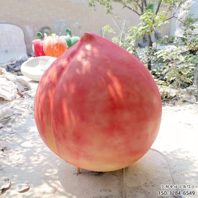 商業(yè)街水蜜桃雕塑 烤漆果蔬雕塑 彩繪水果雕塑