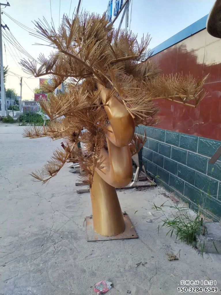 別墅區(qū)松樹(shù)雕塑 大型別墅區(qū)植物雕塑 剪影大樹(shù)雕塑