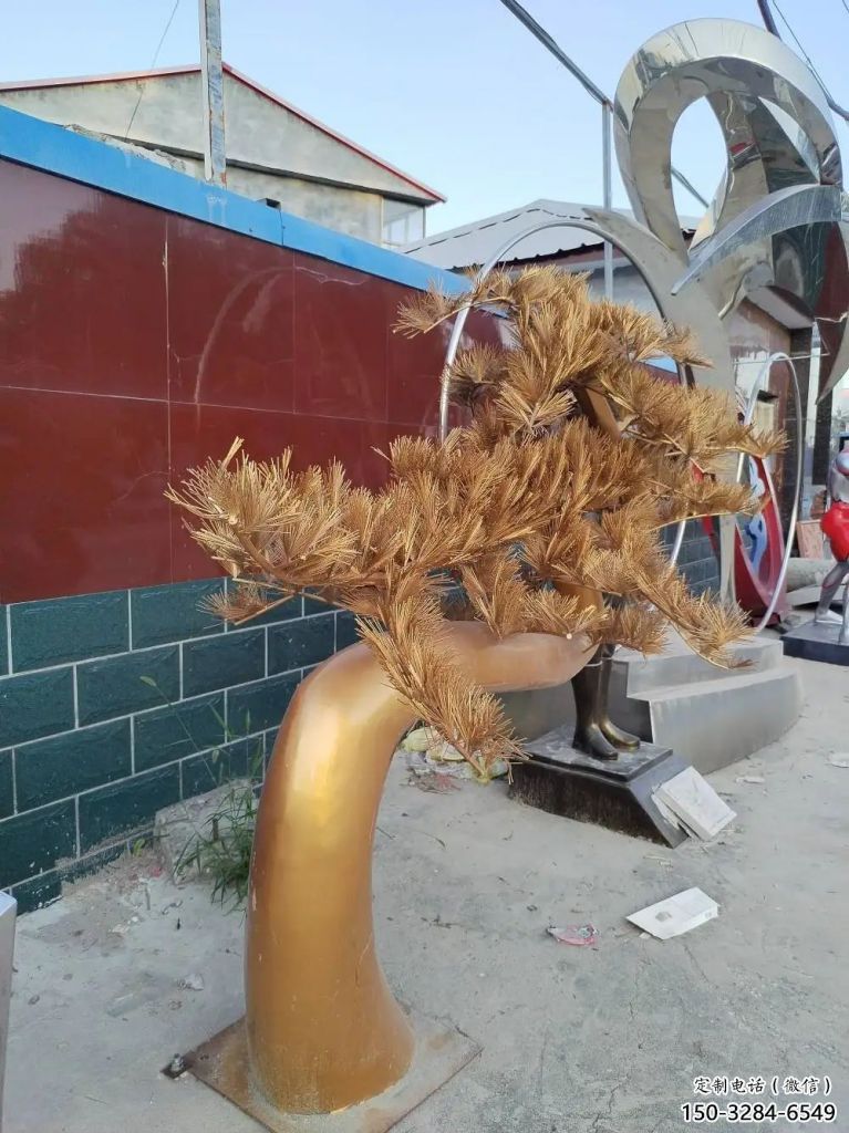 大門口松樹雕塑 發光公園大樹雕塑 仿真植物雕塑