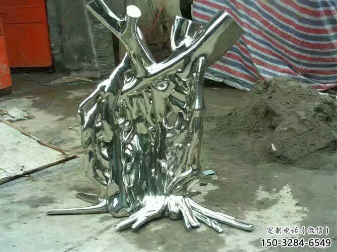 現(xiàn)代樹樁雕塑 大型別墅區(qū)大樹雕塑鏡面館植物雕塑