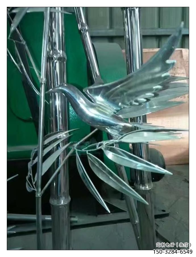 烤漆竹子雕塑 鋼管竹類雕塑 室內植物雕塑