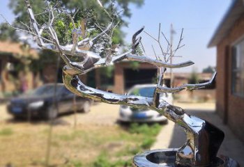 街頭松樹雕塑 大型別墅區大樹雕塑 鋼管植物雕塑