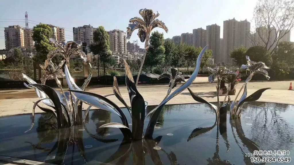 街道百合花雕塑 現代景觀植物雕塑 彩繪花卉雕塑