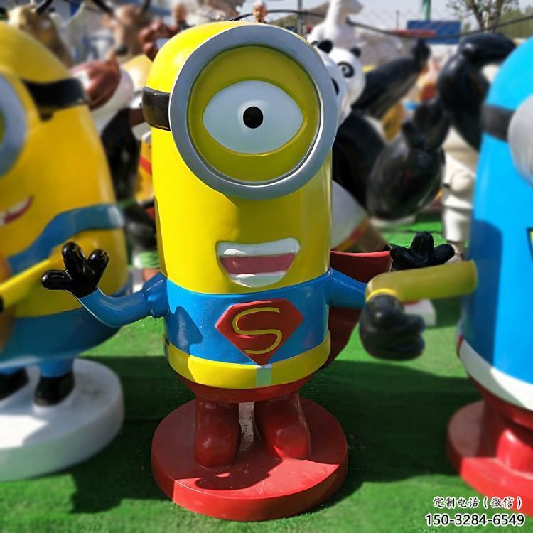 商業(yè)街小黃人雕塑 烤漆卡通雕塑 彩繪動漫雕塑