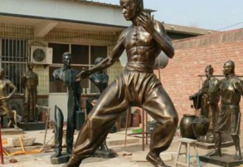 創(chuàng)意李小龍雕塑廠 步行街店門口雕塑 近代小品