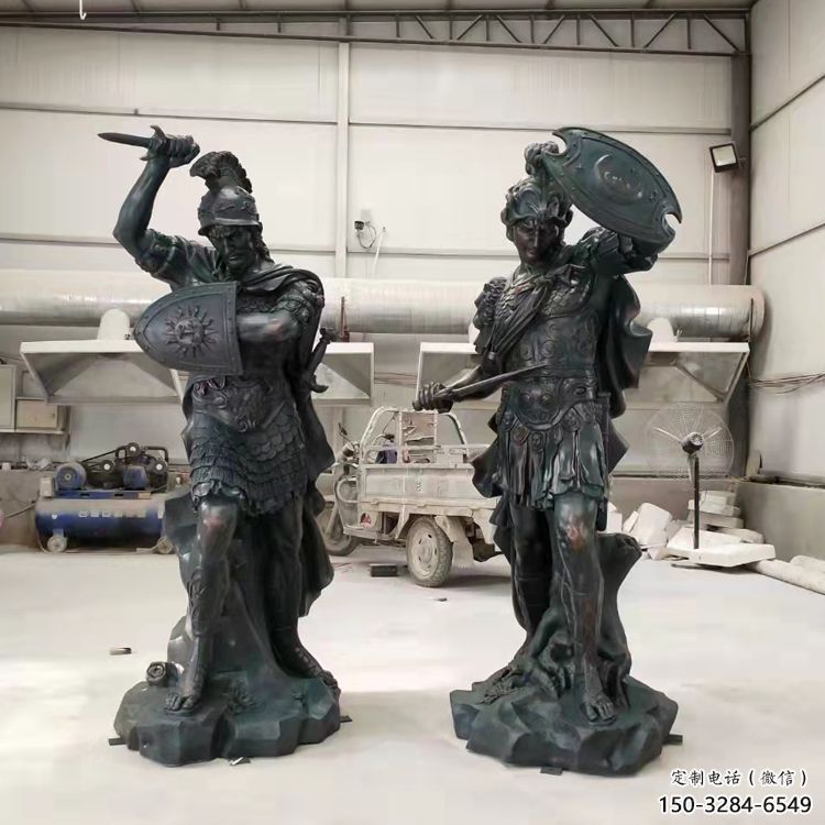 古銅色武士雕塑 大型城市雕塑 商業街擺件