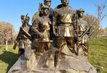 大門口紅軍雕塑 發光公園革命雕塑 仿真抗戰雕塑