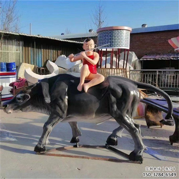 商業街牧童雕塑制作 烤漆民俗雕塑 彩繪鑄銅雕塑