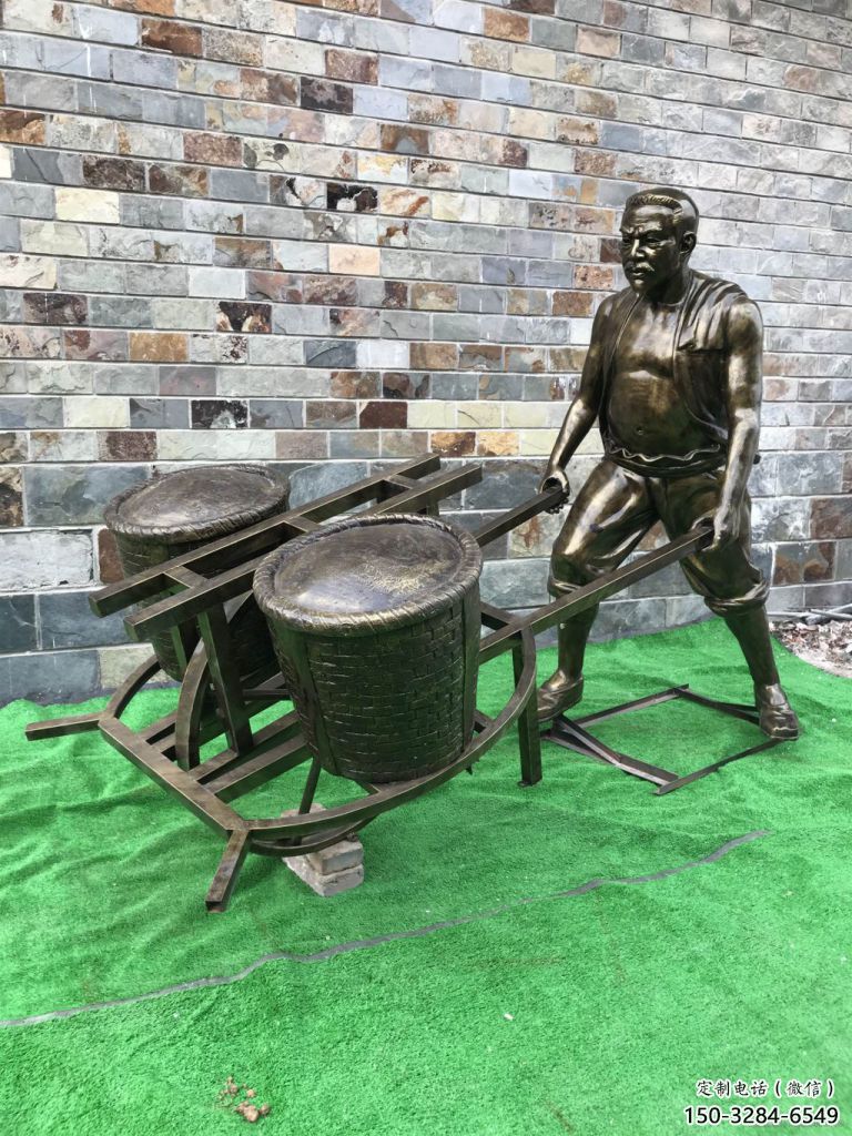 民俗獨輪車雕塑 酒店公園雕塑 風景區(qū)擺件