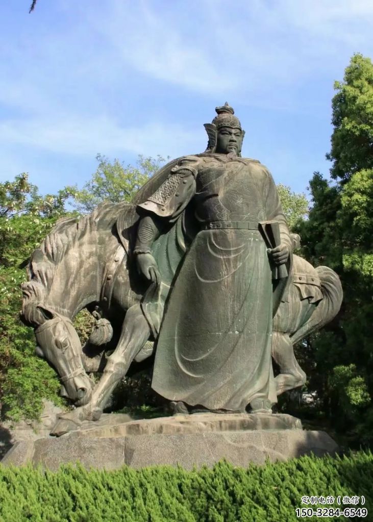 中式岳飛雕塑 鑄銅名人雕塑 游樂場肖像雕塑