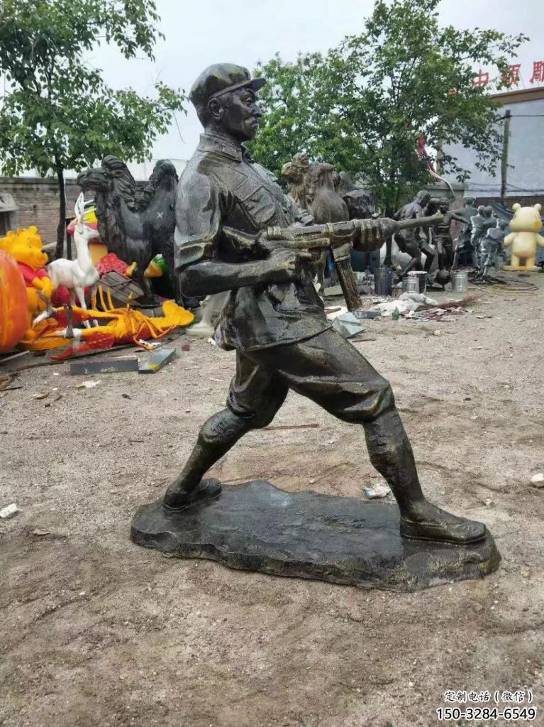 彩繪武警雕塑 黃銅警察雕塑 街頭戰士雕塑