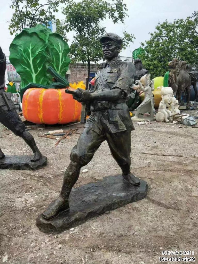 中式武警雕塑 鑄銅警察雕塑 游樂場(chǎng)戰(zhàn)士雕塑